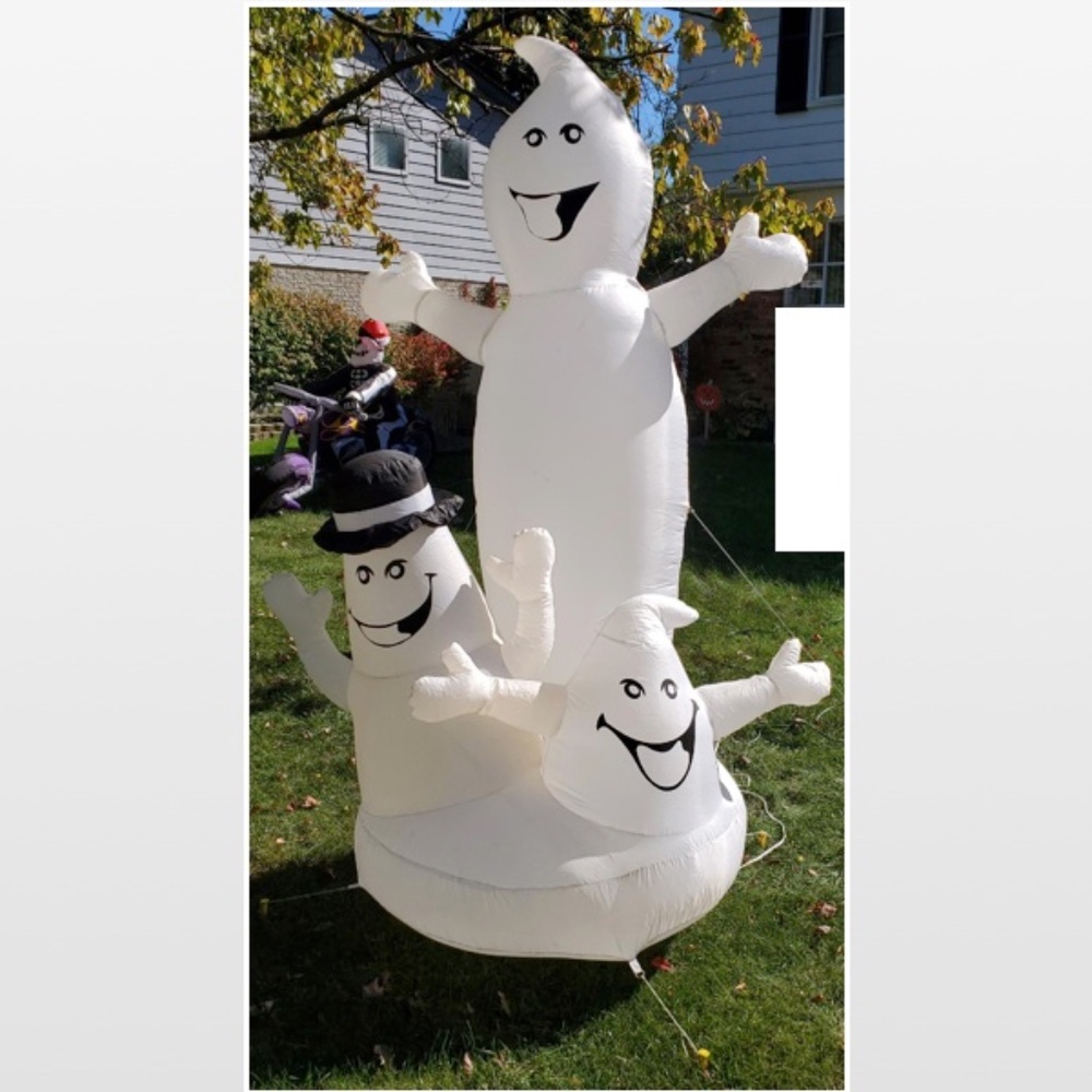 Vintage 2004 Air Formz Blown Inflatable Halloween 3 Ghosts Light Up 8ft Working